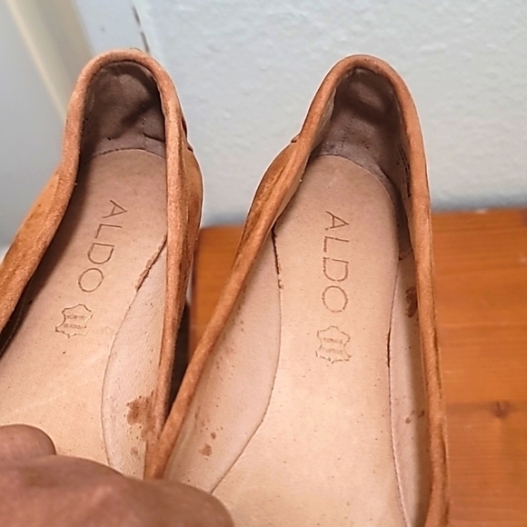 ALDO SUECE WOMEN'S FLAT LOAFERS WITH GOLD DETAILS AROUND THE SHOES IN BROWN SZ 7 - Picture 14 of 14